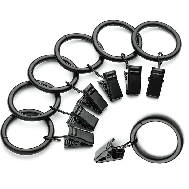 anneaux rideau pinces suspension métal antirouille moderne clips tringle noir rond lisse 3.5x25mm 3.5x32mm