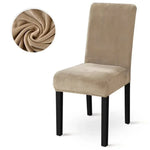 housse chaise velours doux moderne élastique beige gris ajustée chaise mariage banquet
