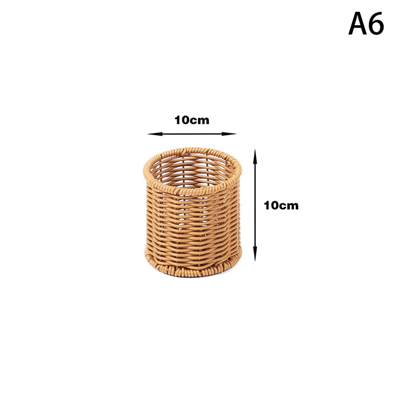 panier rotin marron clair couteau cuillère baguettes assaisonnement rangement cuisine rustic