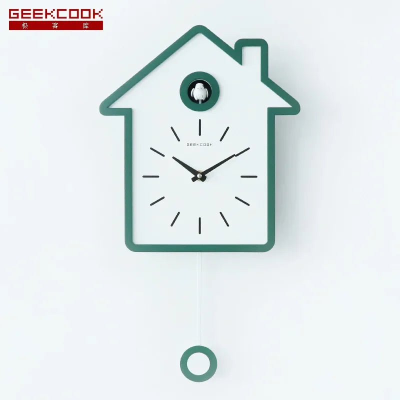horloge murale moderne bois naturel cadre blanc aiguille quartz pendule adhésif salon deco simple