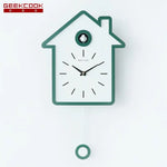 horloge murale moderne bois naturel cadre blanc aiguille quartz pendule adhésif salon deco simple