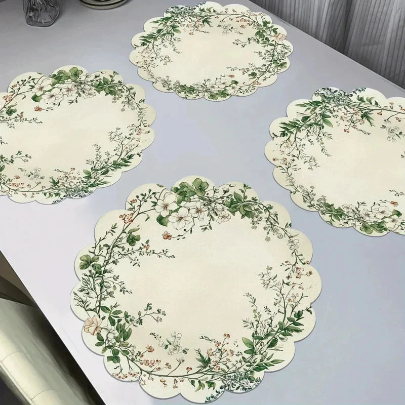 plaquettes table fleuries blanc vert beige classiques résistantes facilement entretien dimension 38cm