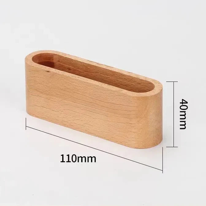 porte cartes bois marron foncé beige moderne grain visible minimaliste supports note papeterie