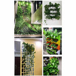 Système jardinage vertical moderne pots différentes tailles plantes fleurs mur orange vert jaune