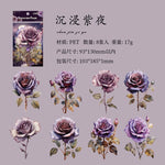 autocollants fleurs feuilles paillettes violet rose bleu artisanal scrapbooking bricolage décoration intime journal
