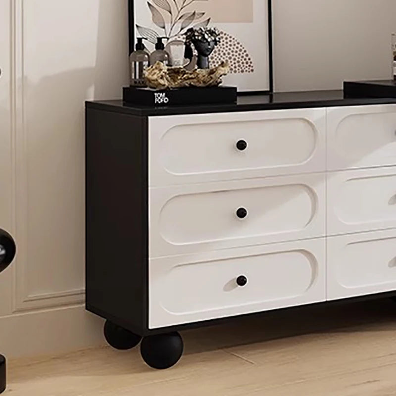 coiffeuse miroir blanc minimaliste moderne commode tiroirs noirs chambre meuble maquillage