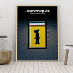 affiche moderne jamiroquai noir jaune blanche silhouette personnage minimaliste papier opaque chambre bar