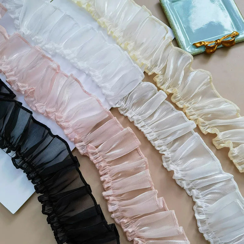 élastique lingerie dentelle plissée ruché transparent vintage romantique sous vêtement féminin blanc noir