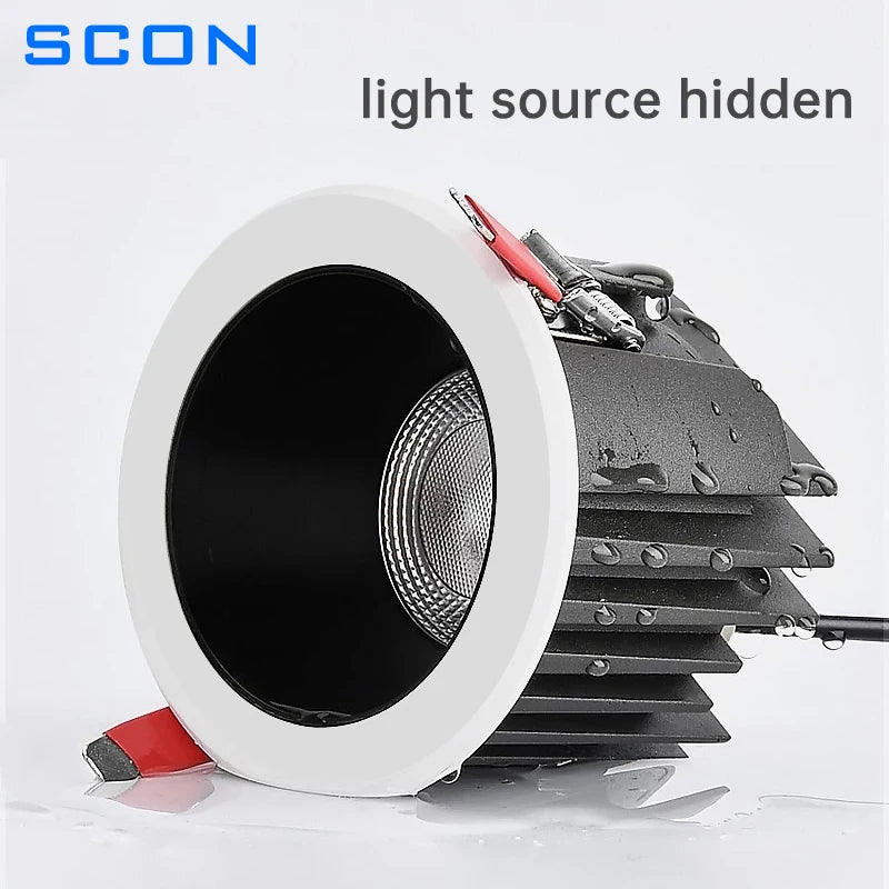 Spot LED 12W 7W 3000K 4000K 5000K noir blanc grille moderne clips étanche