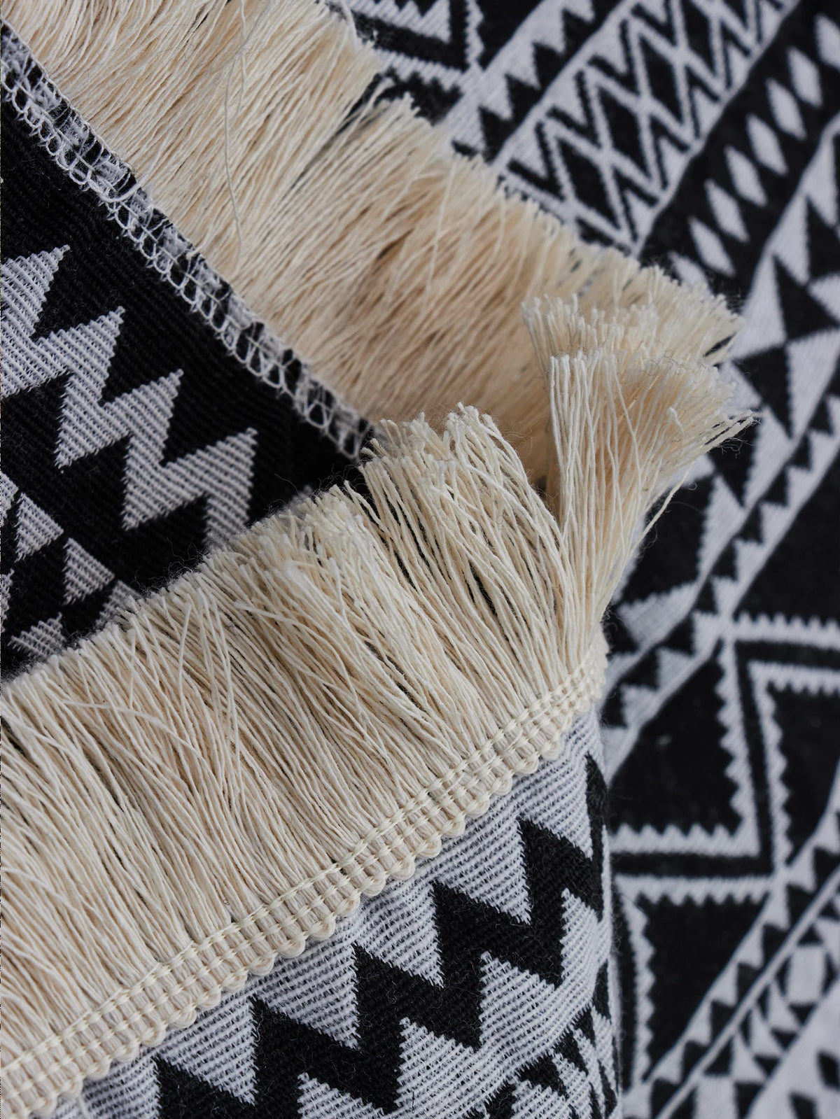 tapis pique nique extérieur noir blanc motifs géométriques polyester réutilisable lavable machine ethnique boho