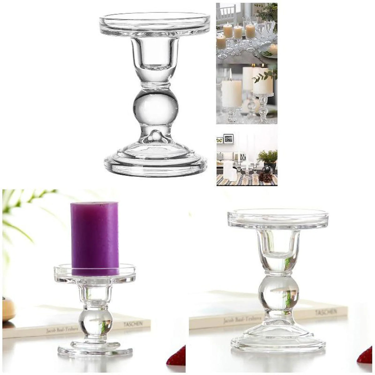 chandeliers verre transparent violet classiques élégants bougeoirs décoration maison billes moulures ornementales