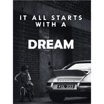 Impression toile enfant tricycle Porsche message rêve moderne horizontal sans cadre