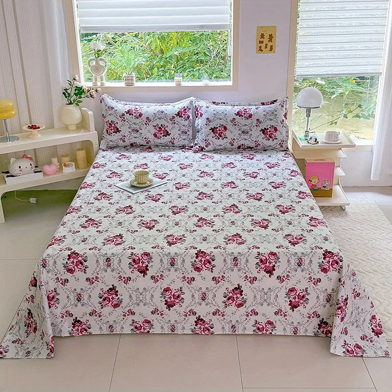 drap lit imprimé fleurs roses grises 100 polyester blanc classique lit double king queen