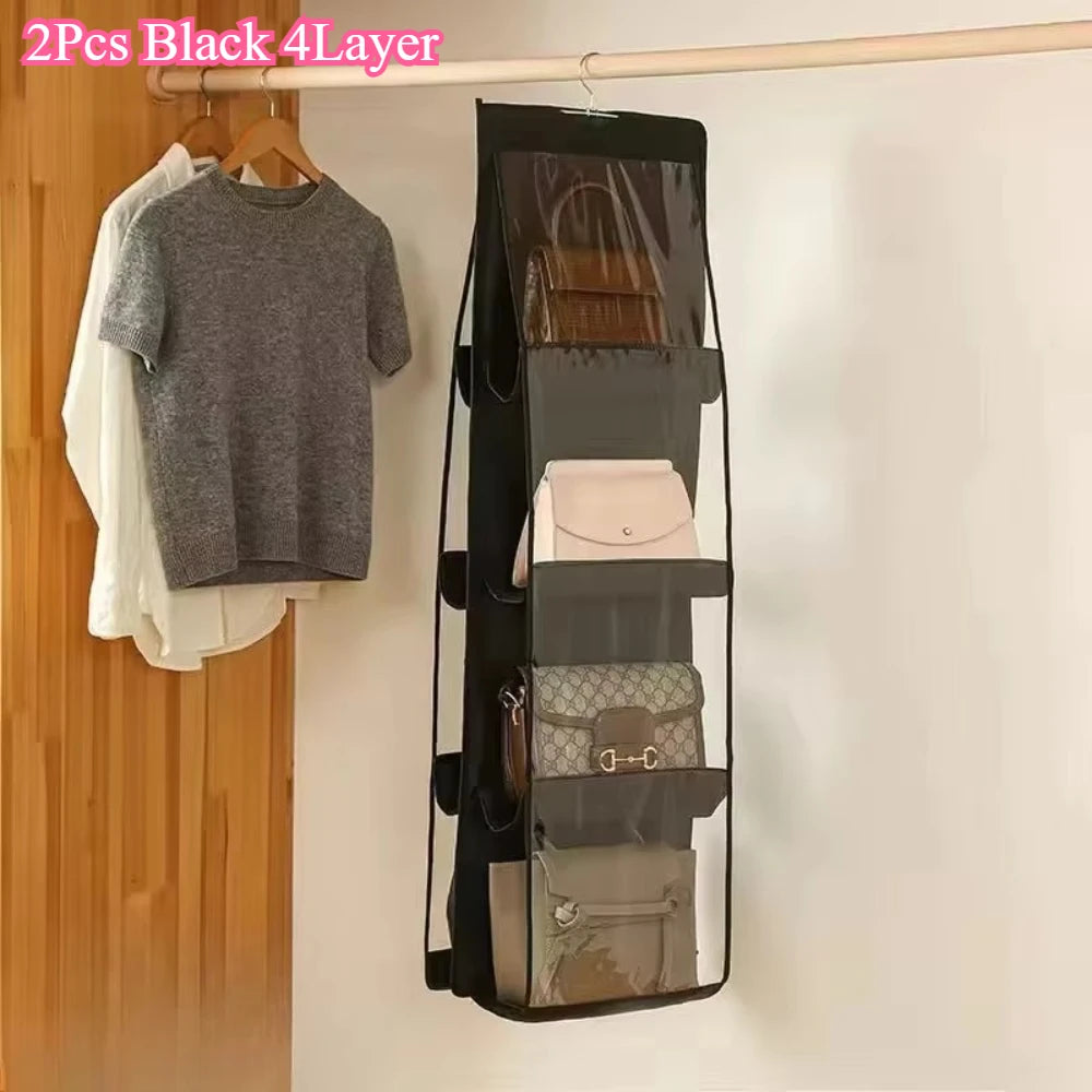 sacs rangement suspendus transparents blancs plaid marron beige anti poussière réutilisables moderne crochets