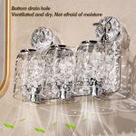 porte produits mural transparent texturé moderne ventouse brosses dents salle bain