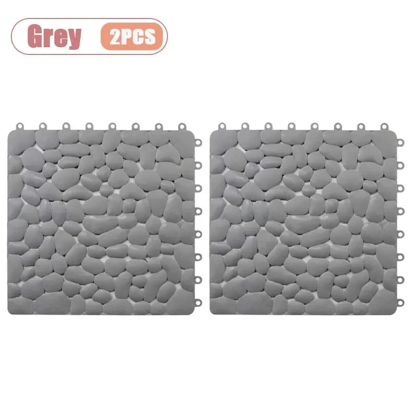 tapis sol antidérapant cailloux gris blanc moderne 30cm 30cm clips geometrique