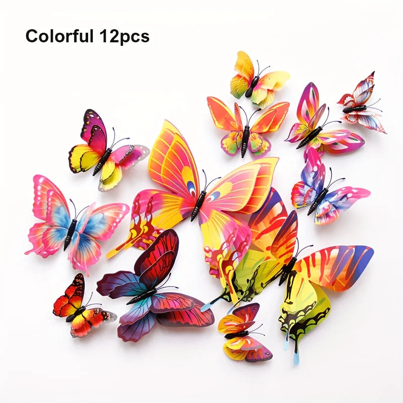 décoration murale papillons multicolores 3d aimants points adhésifs fête anniversaire mariage noël