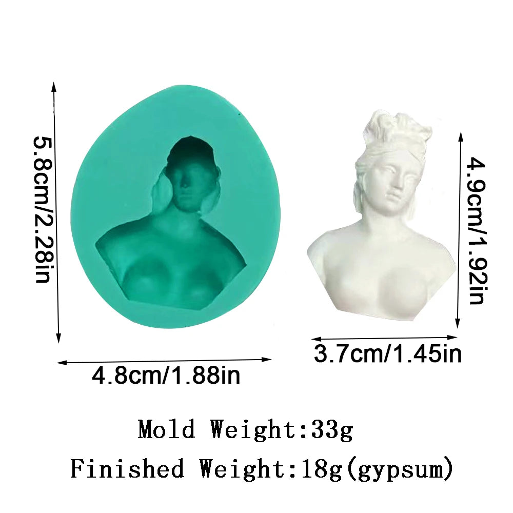 moules silicone bustes sculptés classiques aromathérapie gypse résine époxy decoration gâteau blanc vert