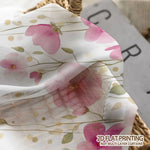 rideau transparent floral rose feuilles vertes moderne blanc doré maison