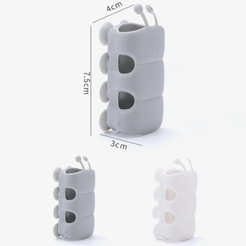 support douche silicone ventouse réglable bouteille brosses salle bain original couleur gris blanc
