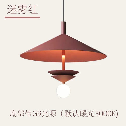 suspension lumineuse moderne conique rouge blanc doré cristal salon salle manger
