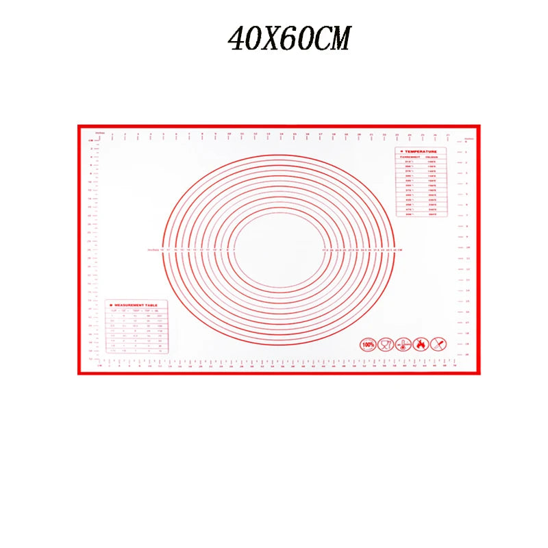 tapis rouleuse silicone blanc rouge cercles mesures cuisine pâtisserie antiadhésive moderne pratique ecofriendly