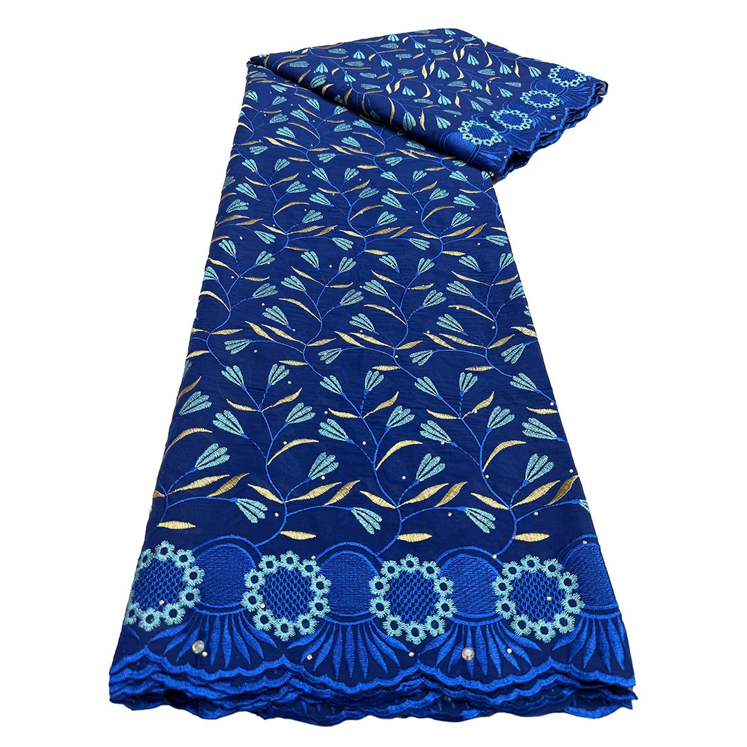 tissu brodé floral bleu orange noir occasion mariage cérémonie traditionnel respirant simple
