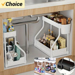 organisateur sous évier blanc rangement tiroir extractible crochets tasse antipoussière durable moderne fonctionnel