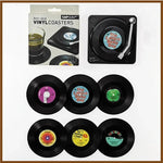 coasters vintage rockabilly noir motifs disques vinyle blancs résistants chaleur antidérapants plastique respectueux environnement