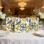 serviettes papier motif oiseaux citrons fleurs bleu jaune vert blanc 20 40 60 pièces