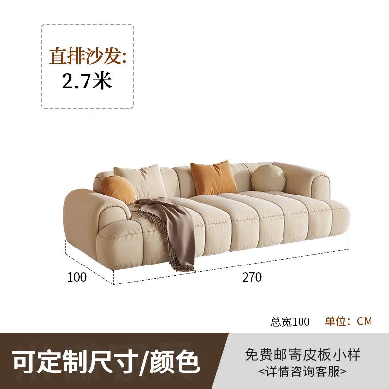 canapé moderne marron clair velours forme 300cm salon bois minimaliste coussins cœur