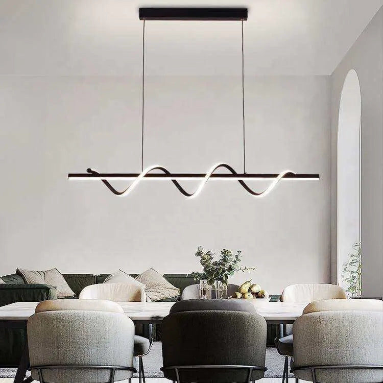Suspension lumineuse moderne ornement ondulé or blanc noir moderne chambre salon