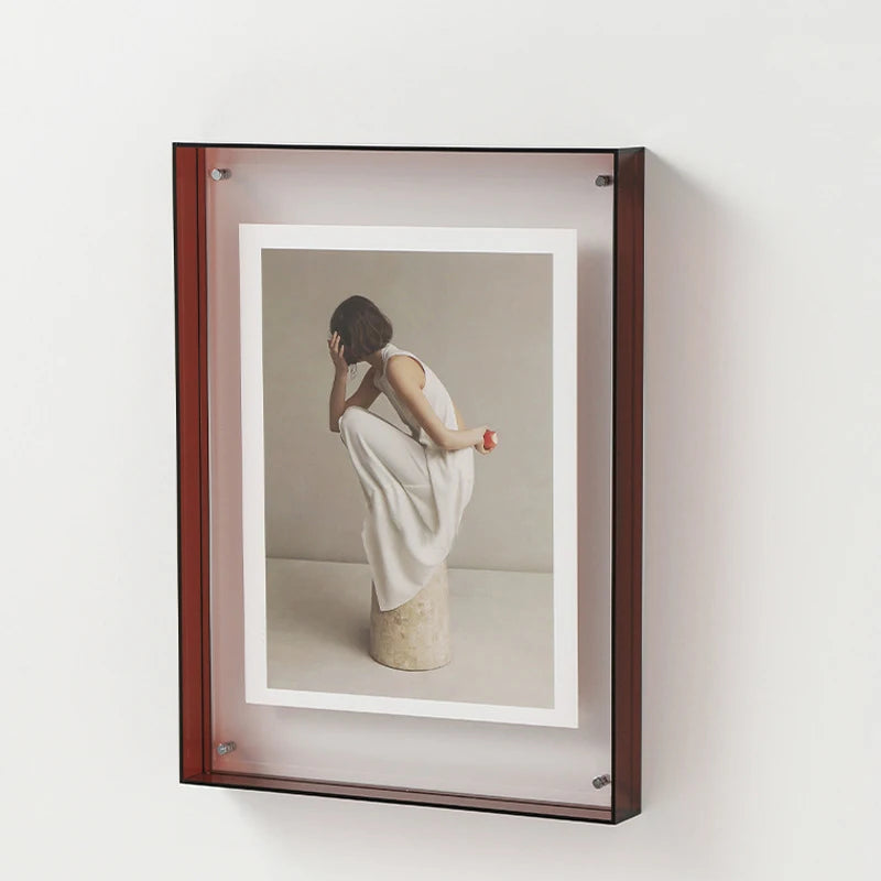 cadre photo moderne acrylique transparent visibles orange bleu vert rose marron minimalisteintérieurDecorationMuraleSalleAMainBureau