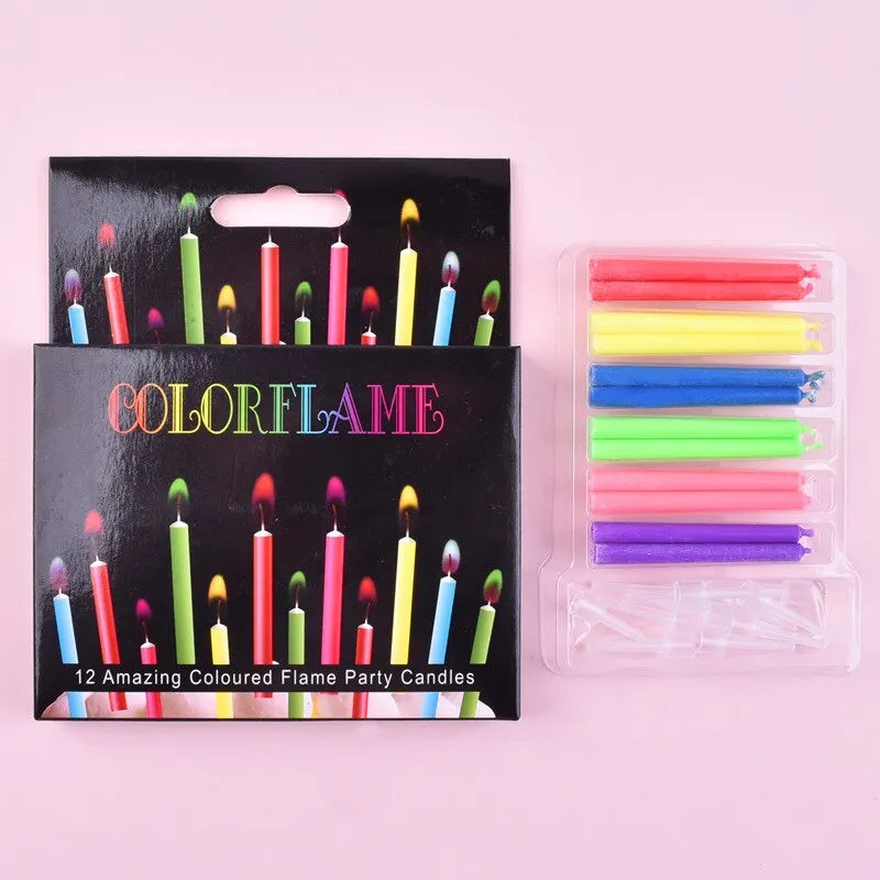 bougies colorées anniversaire gâteau décorations fleurs fruits texte happy birthday moderne festive