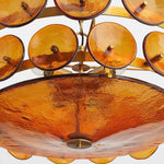 Suspension lumineuse moderne or vert orange disques translucides chaîne métallique chambre salon étude hall