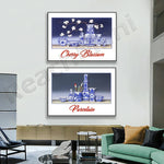 Une belle collection de porcelaine bleue et blanche avec des fleurs de cerisier, un élégant et classique décor de maison.