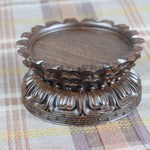support statue bois marron relief pétales artisanal traditionnel décoration intérieure stand figuration crafts display