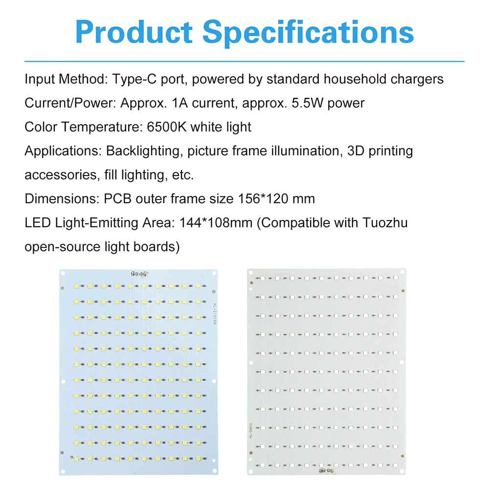 panneau led blanc mat moderne 5.5w 6500k usb réglable sans visibilité fixe