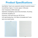 panneau led blanc mat moderne 5.5w 6500k usb réglable sans visibilité fixe