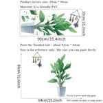 sticker mural plante verte feuilles réaliste auto adhésif pvc résistant eau moderne chambre salon