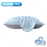 coussin moderne bleu clair gris texture géométrique coton polyester rafraîchissant respirant confort maternité