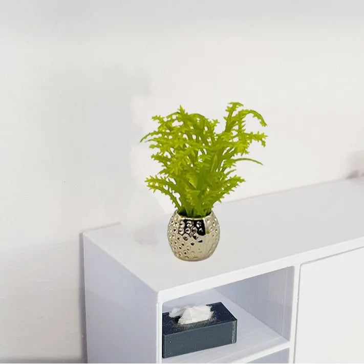 mini plante verte artificielle pot doré feuilles pointues verte claire décoration intérieur 3cm 4cm