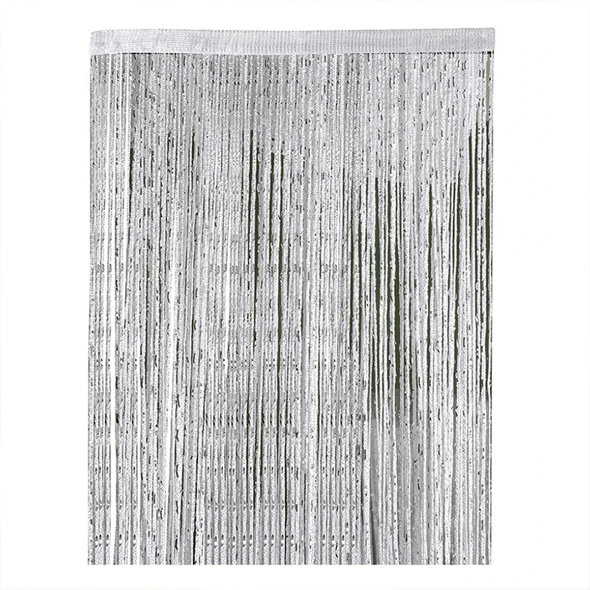 rideau transparent porte franges brillantes argentées dimension 100x200cm decoration festive crochet