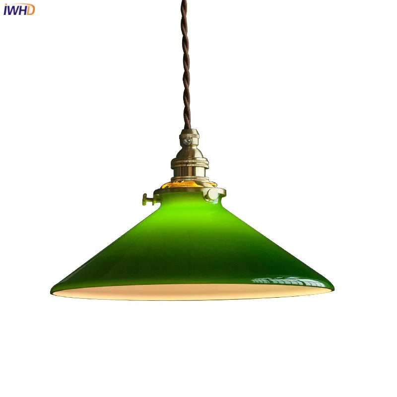 lampe suspendue vintage vert ombre matériau pierre verre 25cm ajustable 200cm autonomie e27