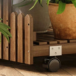étagère bois moderne plantes intérieur extérieur balcon roulettes 110cm 140cm 42cm multiples niveaux contemporain