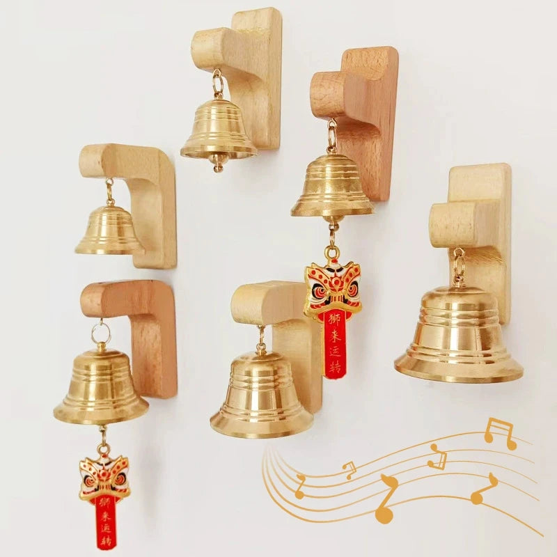 cloche porte or bois naturel papillon chinois deco classique wind chime fixations