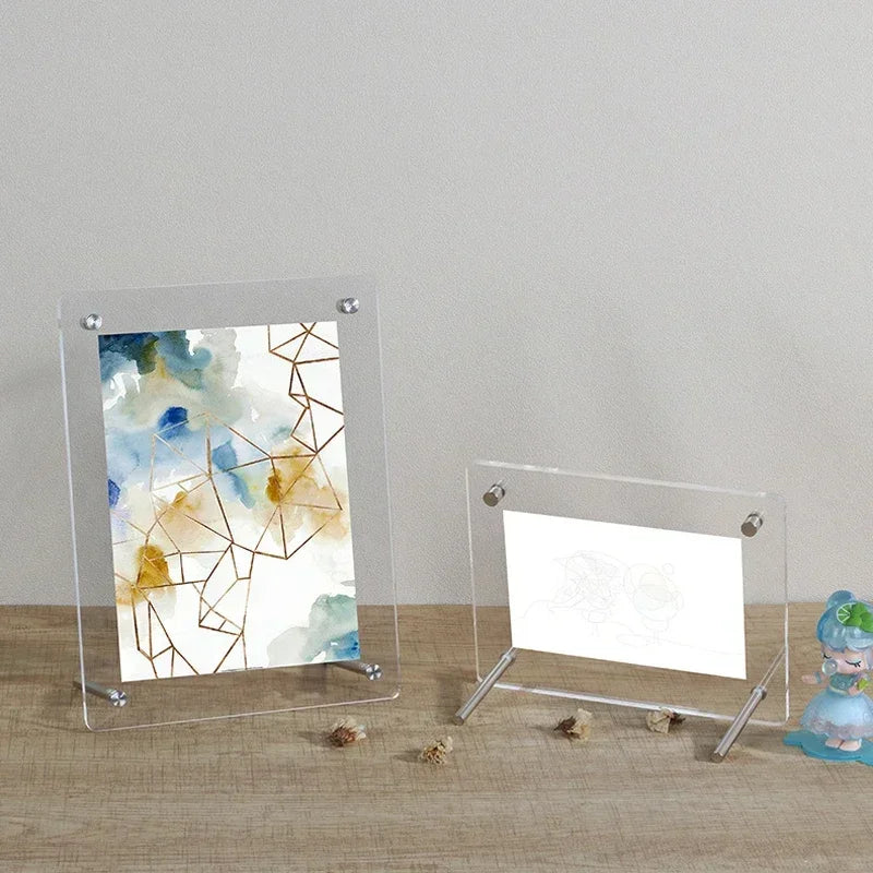 cadre photo transparent moderne clips métalliques illustrations figures humaines fleurs minimaliste porte photo