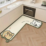 tapis cuisine dessin animé personnages chiens happy time enjoy life polyester antidérapant moderneintérieur