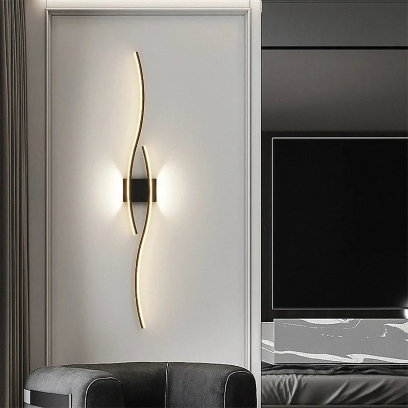 lampe murale moderne courbes élégantes noir doré blanc contemporaine 60cm 80cm
