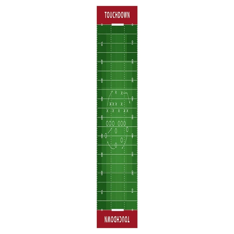 nappe longue table football américain motif distances vert blanc rouge decoration sportive